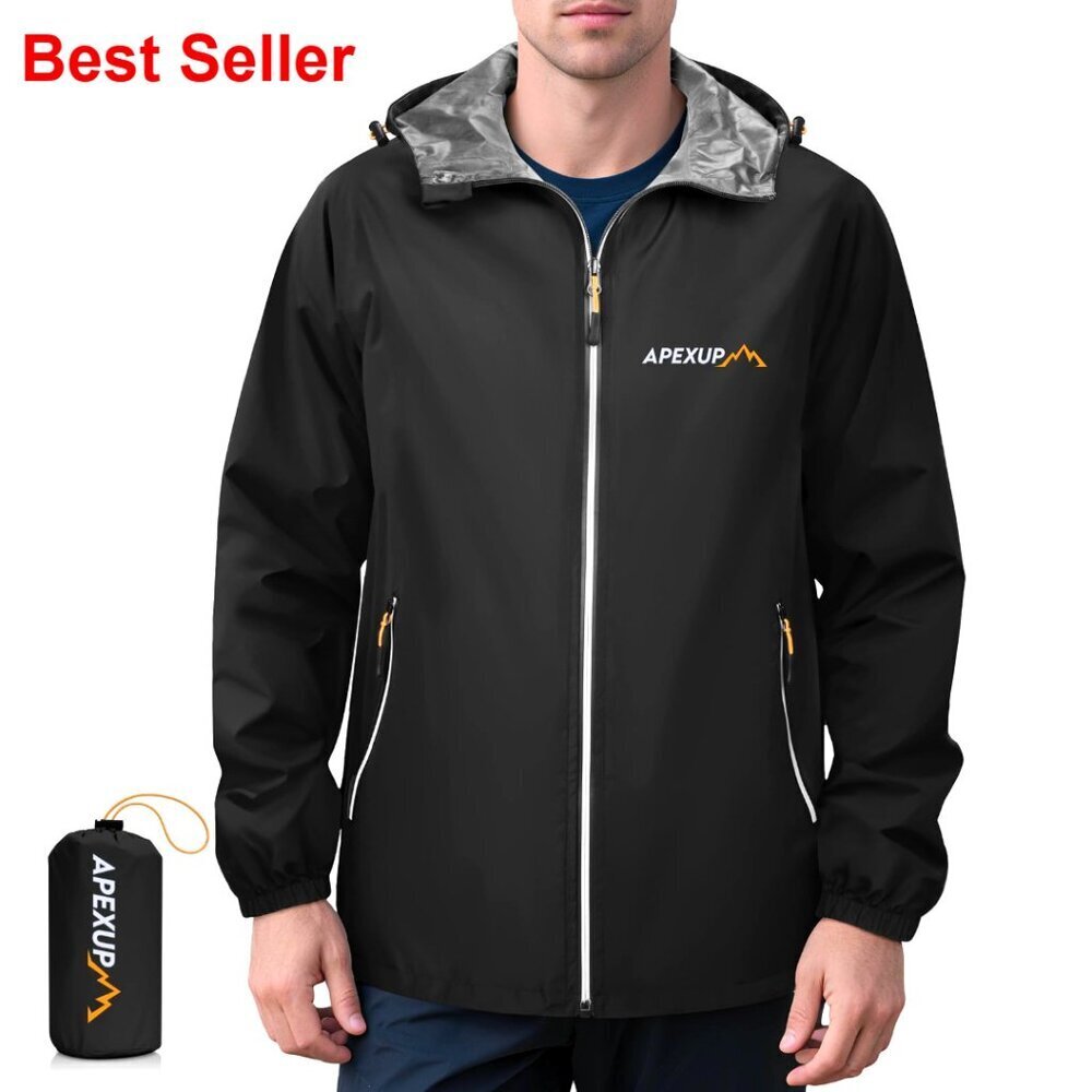 Packable Rain Jacket with Reflective Zipper, Lightweight Waterproof Raincoat